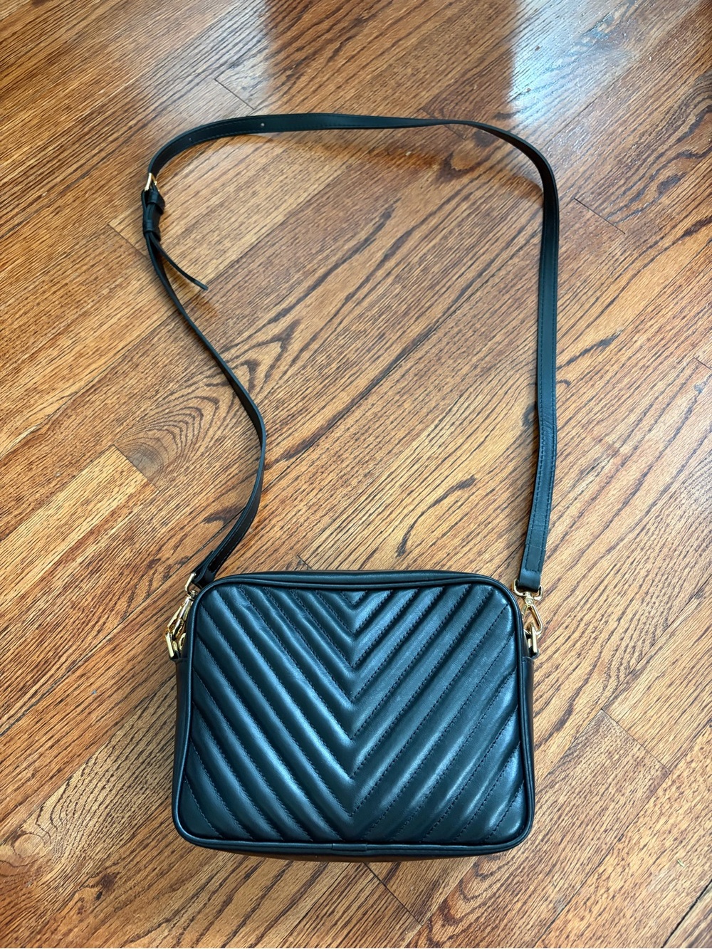 Quince Women's Italian Leather Quilted Crossbody Bag Black
